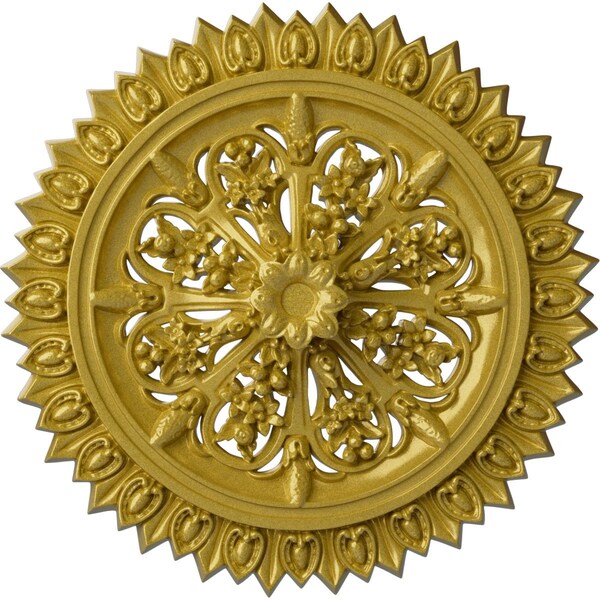 Ekena Millwork Lariah Ceiling Medallion (Fits Canopies up to 1 3/8"), 24 3/4"OD 1 3/8"ID x 3 1/4"P, Rich Gold CM24LARGS - main